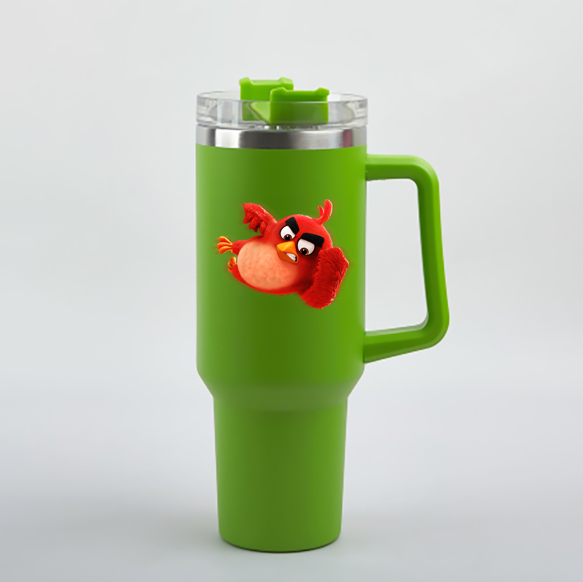 （画像用） Angry Birds アングリーバード 1200mL車用タンブラー - クリスタルステッカー（プラスチックストロー付き）